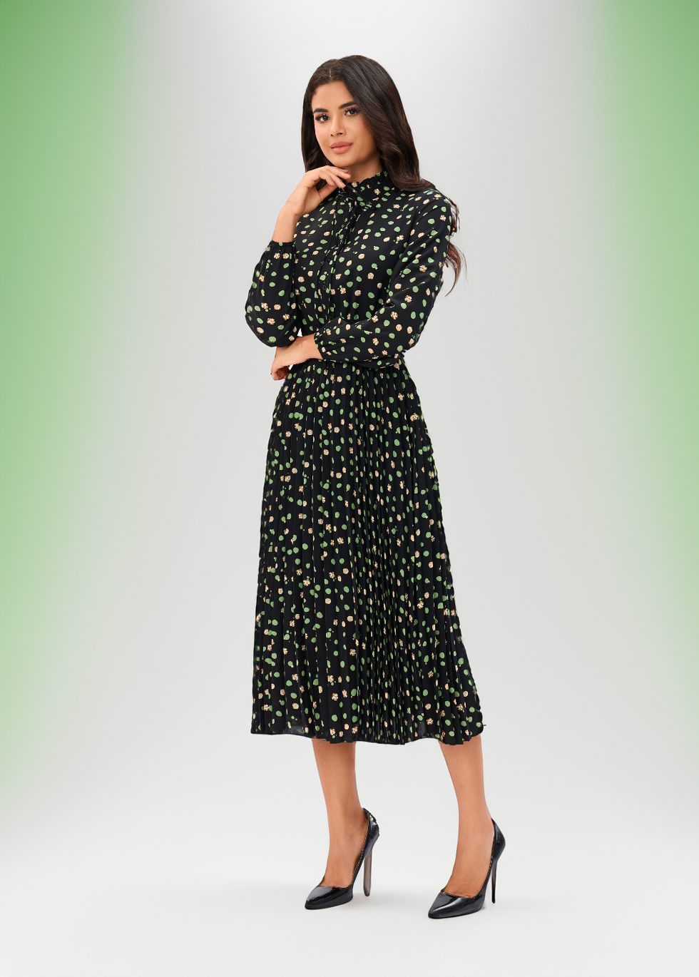 Green Foliage Midi Dress