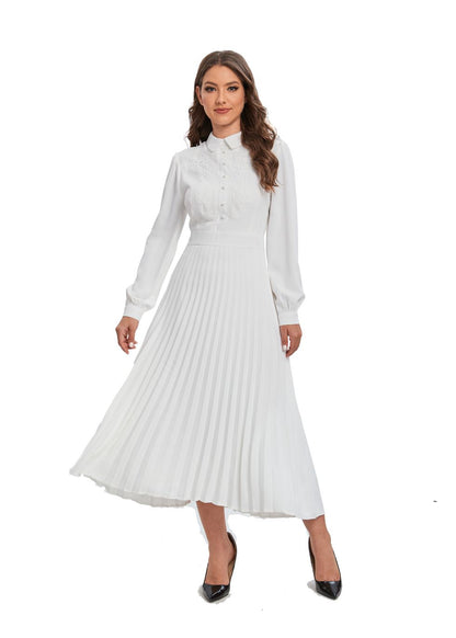 White Lace Detail Midi Dress