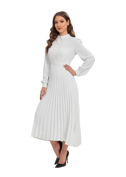 White Lace Detail Midi Dress