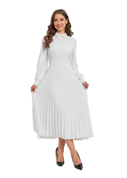 White Lace Detail Midi Dress