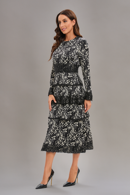 Tiered Elegance Beige Dress