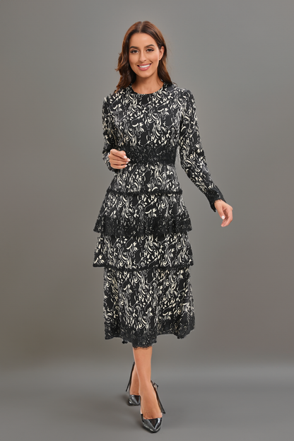 Tiered Elegance Beige Dress