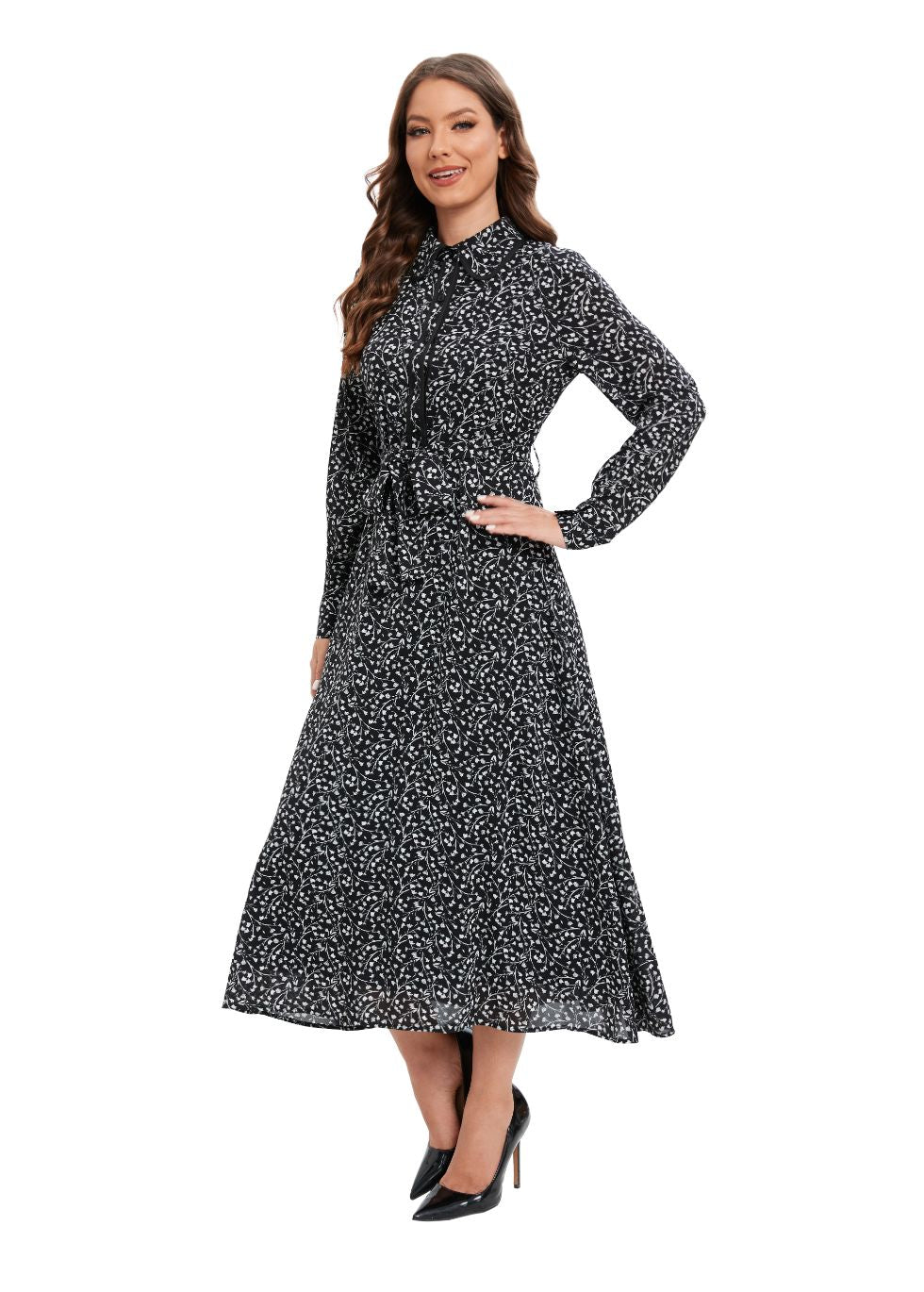 Shadow Print Midi Dress