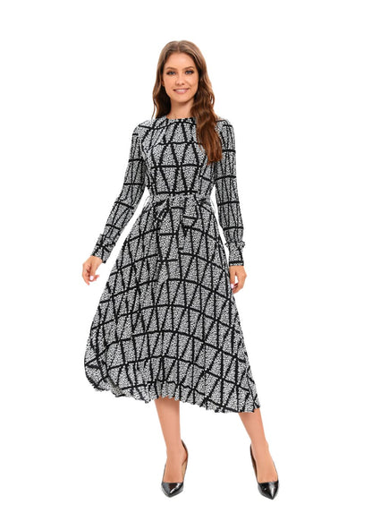Monochrome Grace Midi Dress