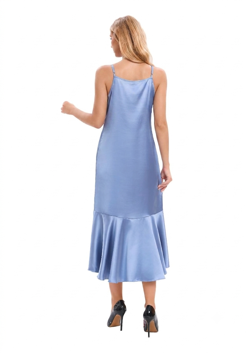 Satin Blue Midi Slip Dress only