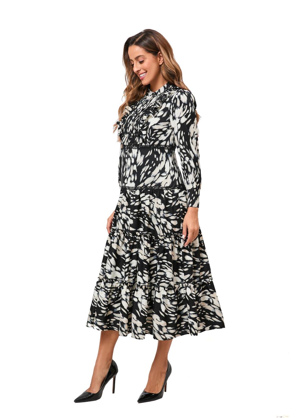 Black Orchid Tiered Skirt Midi Dress