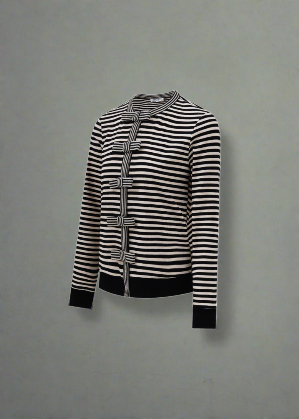 Ribbon-Tie Striped Cardigan