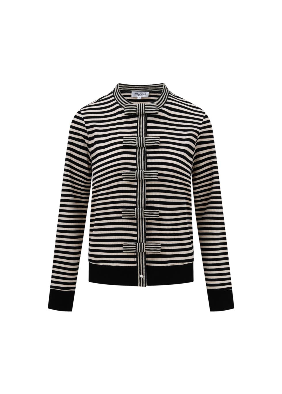 Ribbon-Tie Striped Cardigan