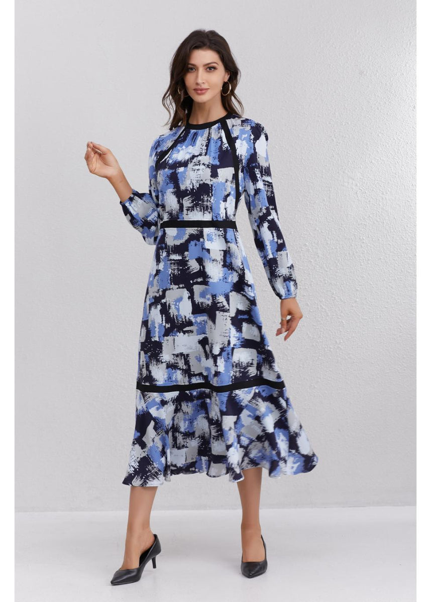 Azure Brushstroke Midi Dress S