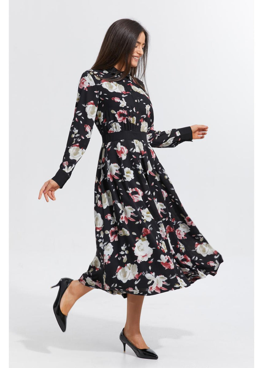 falling petals floral midi dress Falling Petals Floral Applique Midi Dress