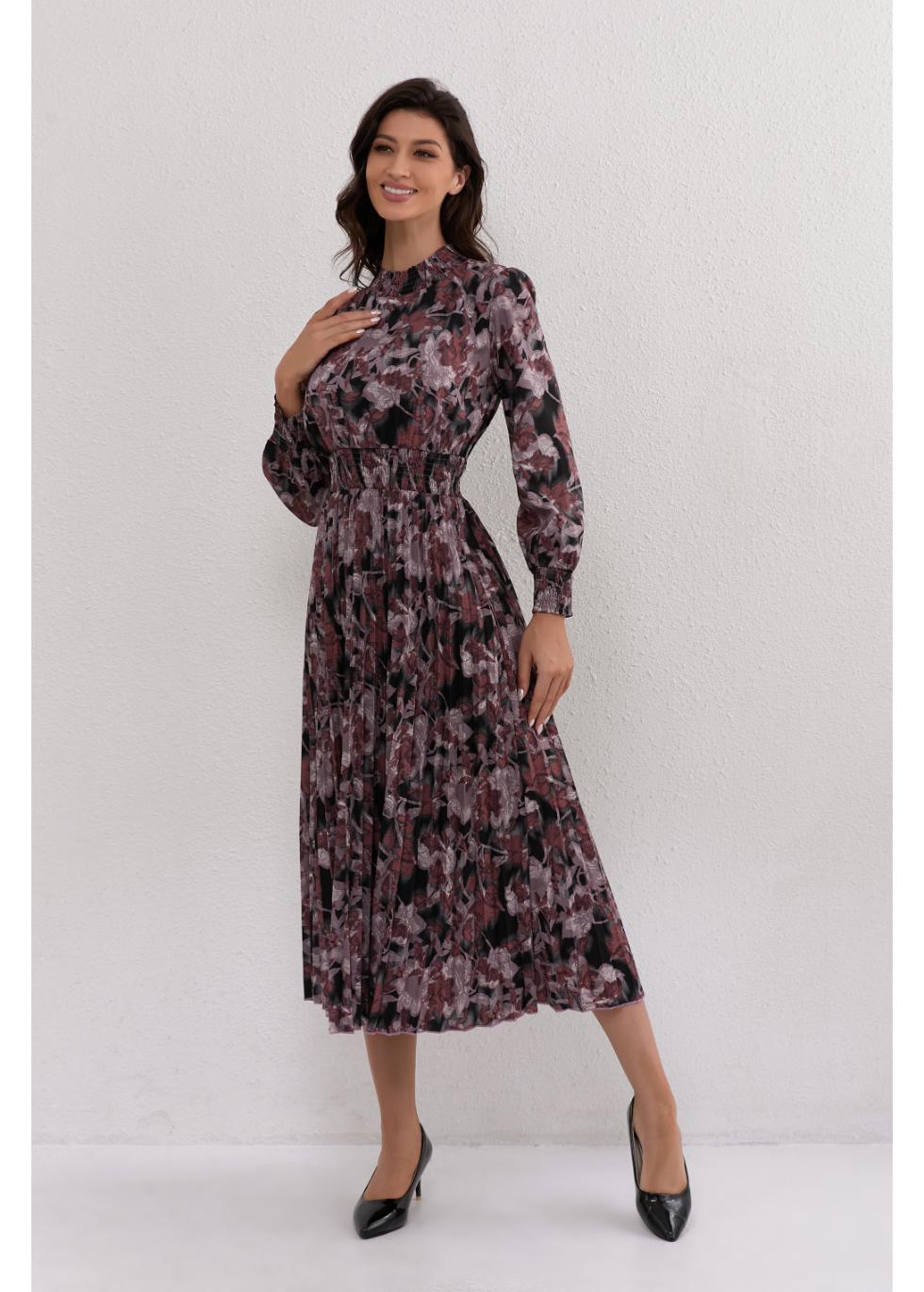 Mauve Floral Midi Dress | MissFinchNYC
