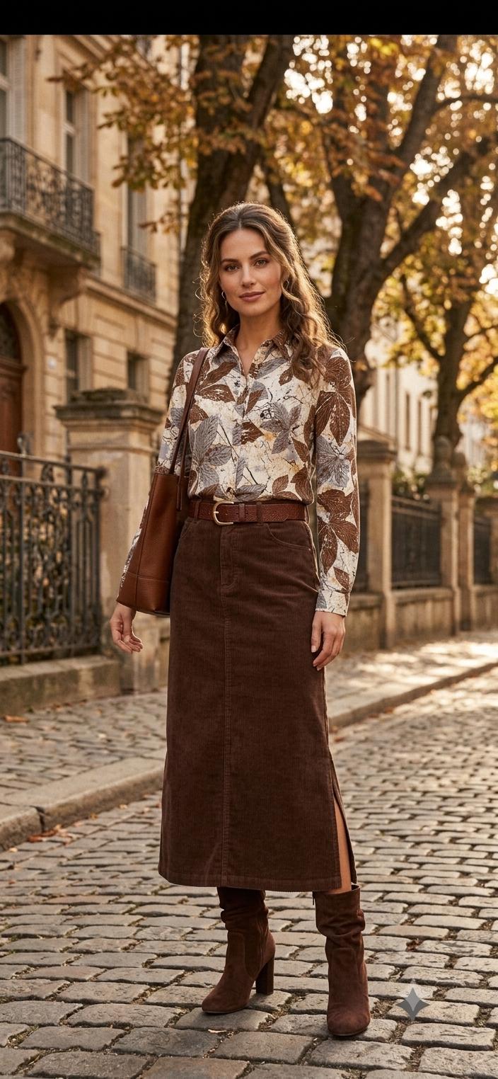 Autumn Leaves Collared Button-Down Blouse