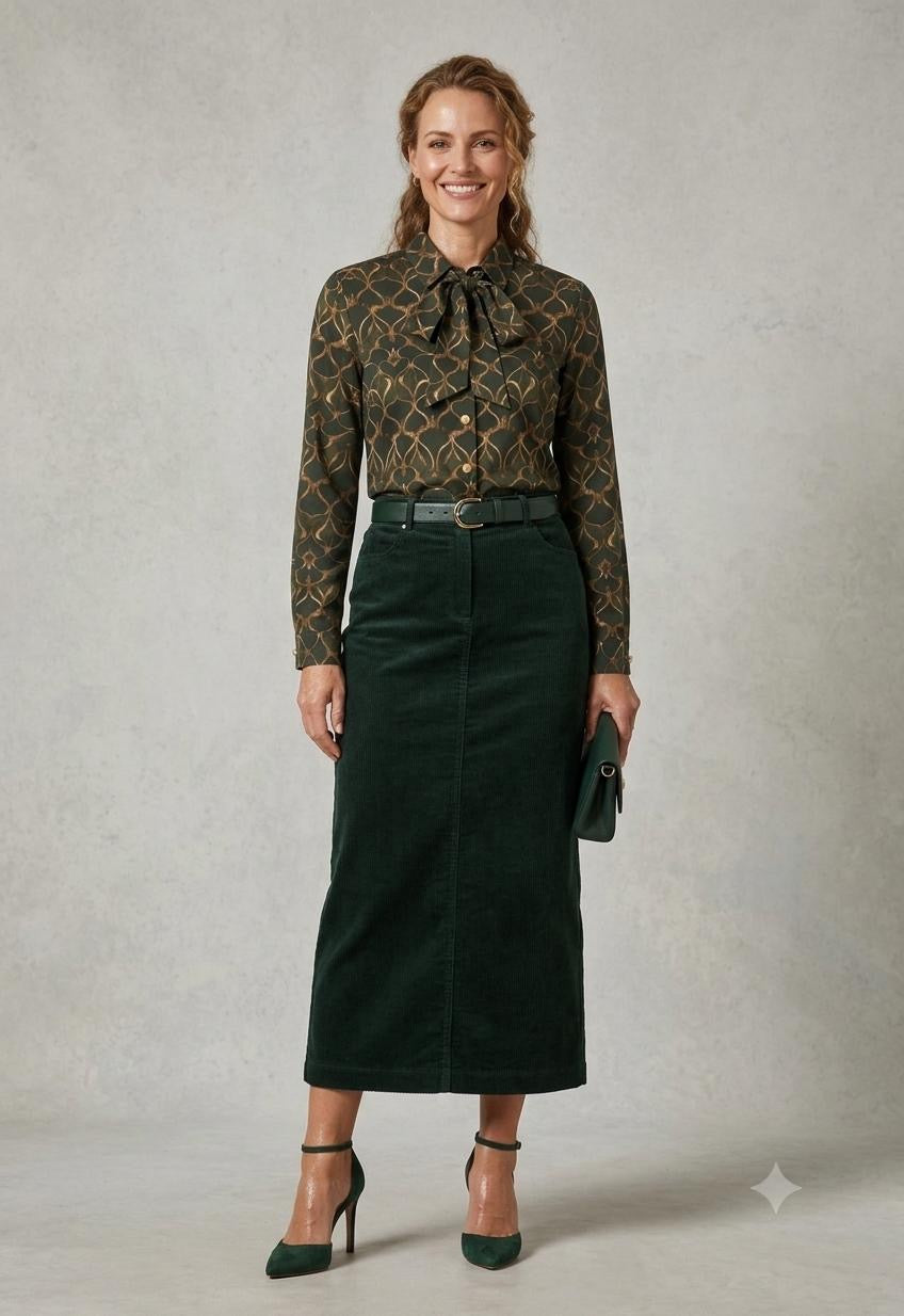 Dark Green Chain Print Top & Black Skirt Combo Midi Dress – Miss Finch NYC