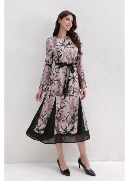 Dusky Petals Midi Dress M