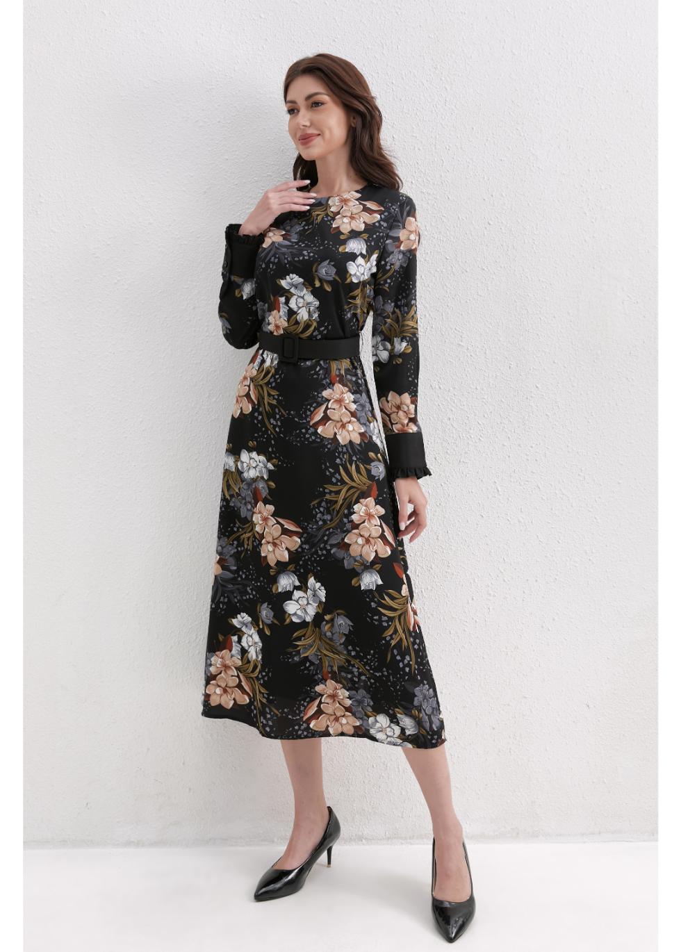 Autumn Bloom Midi Dress - MissFinchNYC