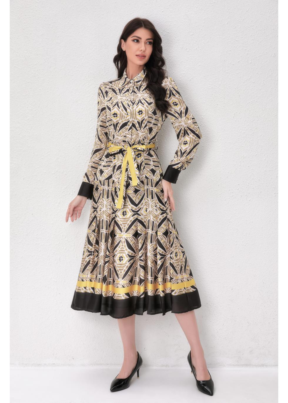 Deco Soleil Shirt Dress - MissFinchNYC