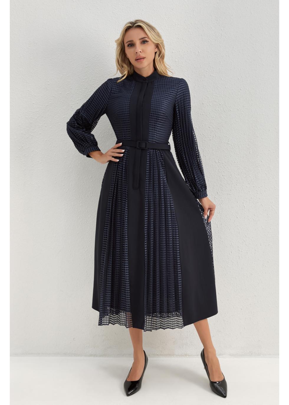 Deep Navy Bloom Midi Dress - MissFinchNYC