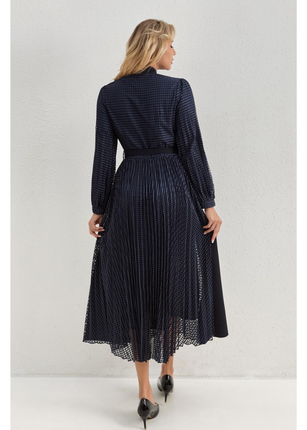 Deep Navy Bloom Midi Dress - MissFinchNYC