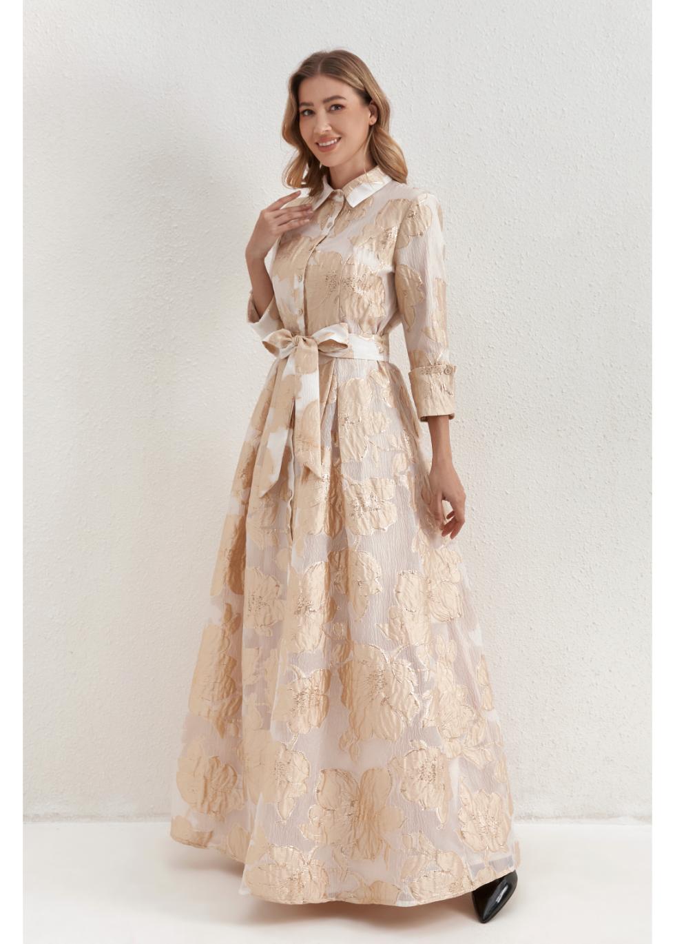 Champaign Petals Maxi Dress - MissFinchNYC