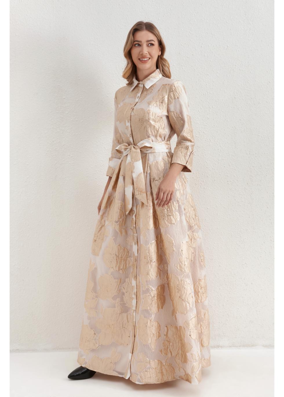 Champaign Petals Maxi Dress - MissFinchNYC