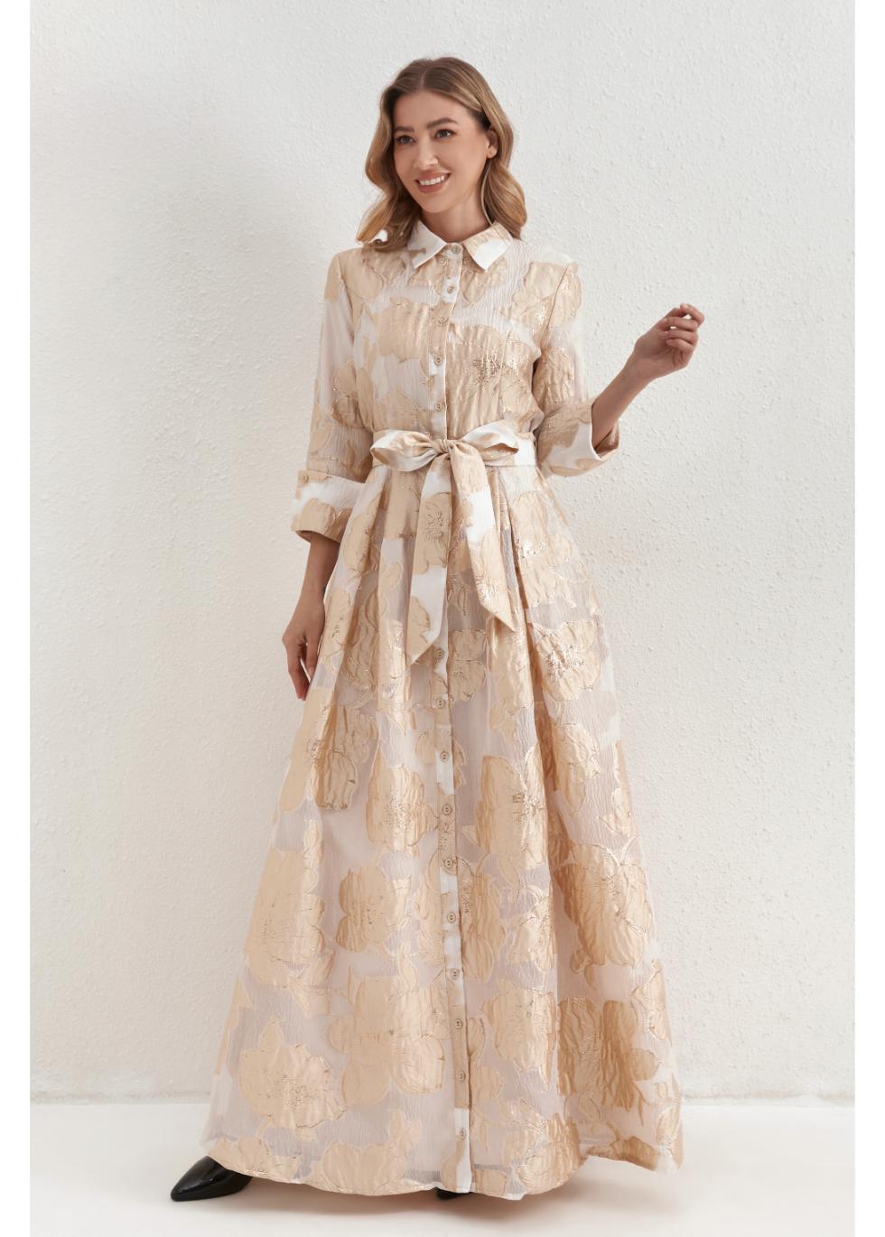 Champaign Petals Maxi Dress - MissFinchNYC