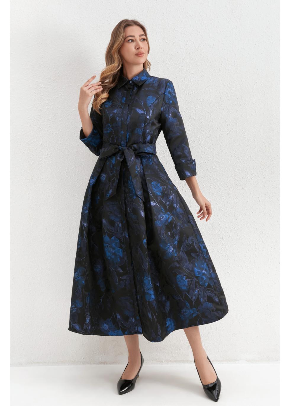 Sapphire Noir Shirt Dress