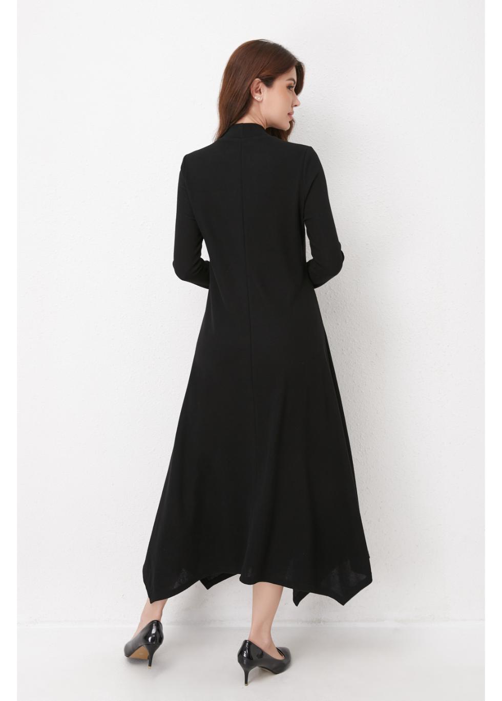 Black Knit Flowy Midi Dress