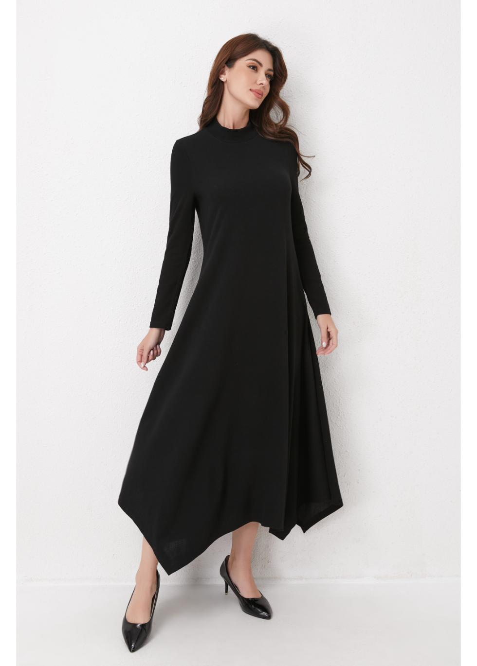 Black Knit Flowy Midi Dress
