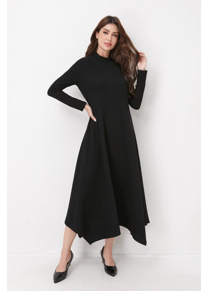 Black Knit Flowy Midi Dress XS