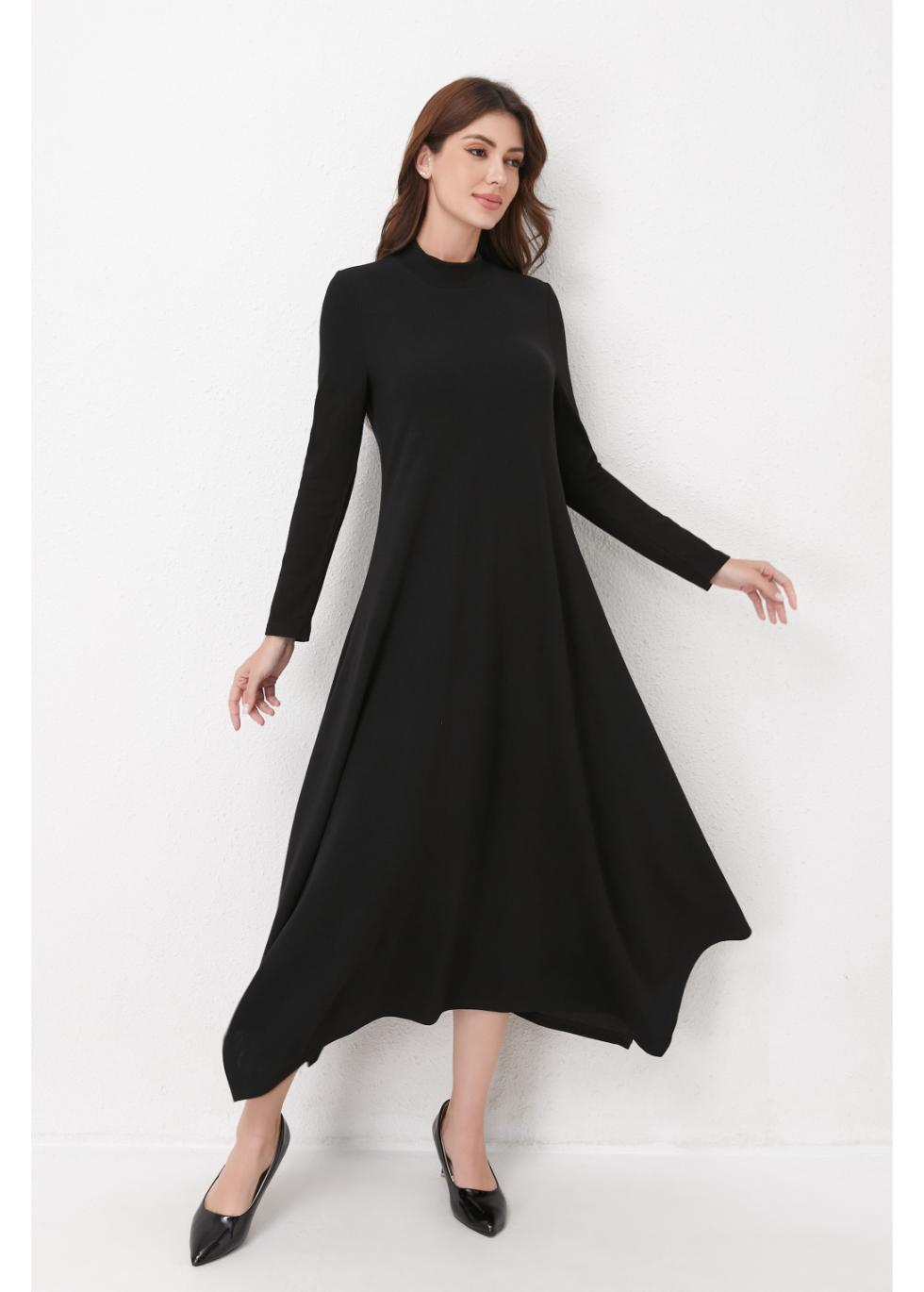 Black Knit Flowy Midi Dress