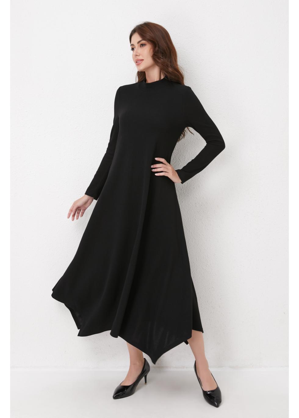 Black Knit Flowy Midi Dress