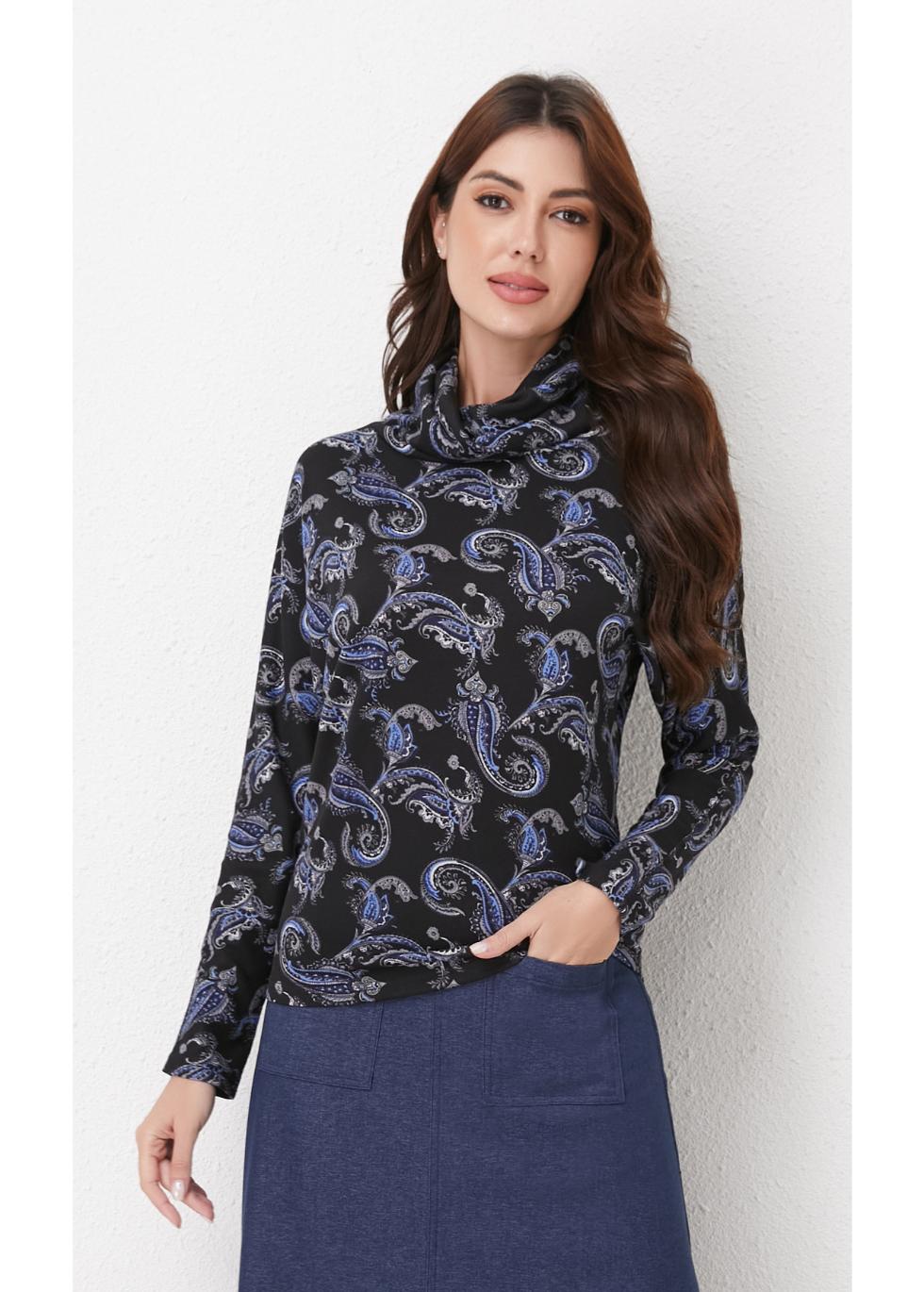 Sapphire Paisley Knit Top