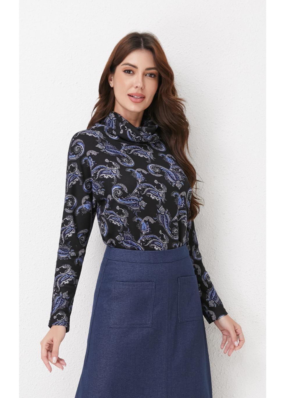 Sapphire Paisley Knit Top