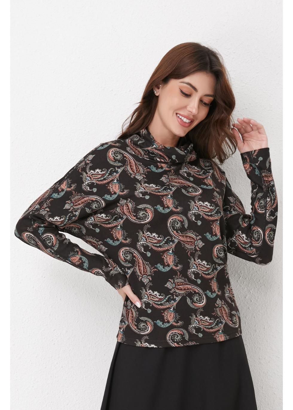 Emerald Paisley Knit Top
