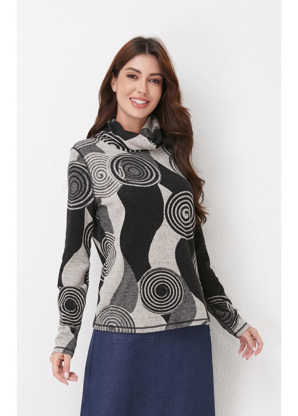 Gray Spiral Knit Top