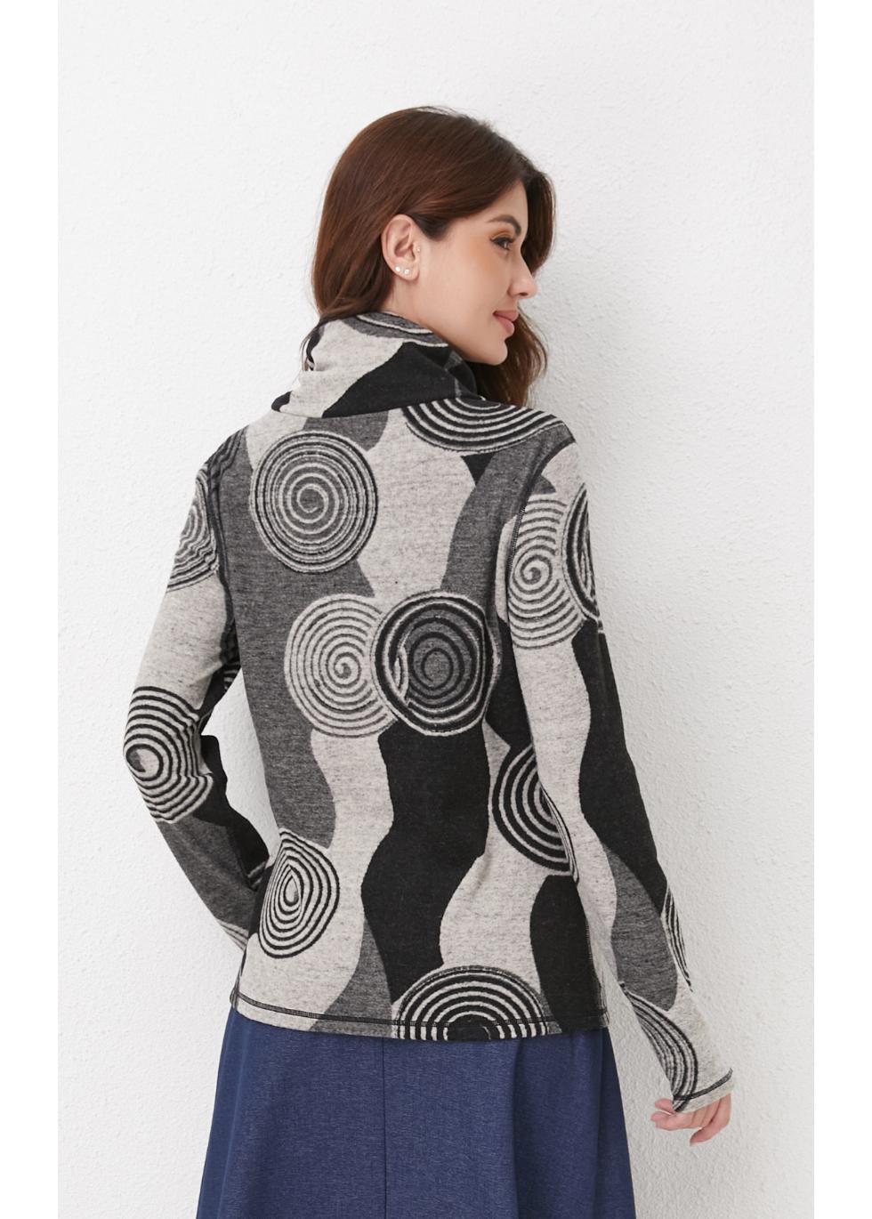 Gray Spiral Knit Top