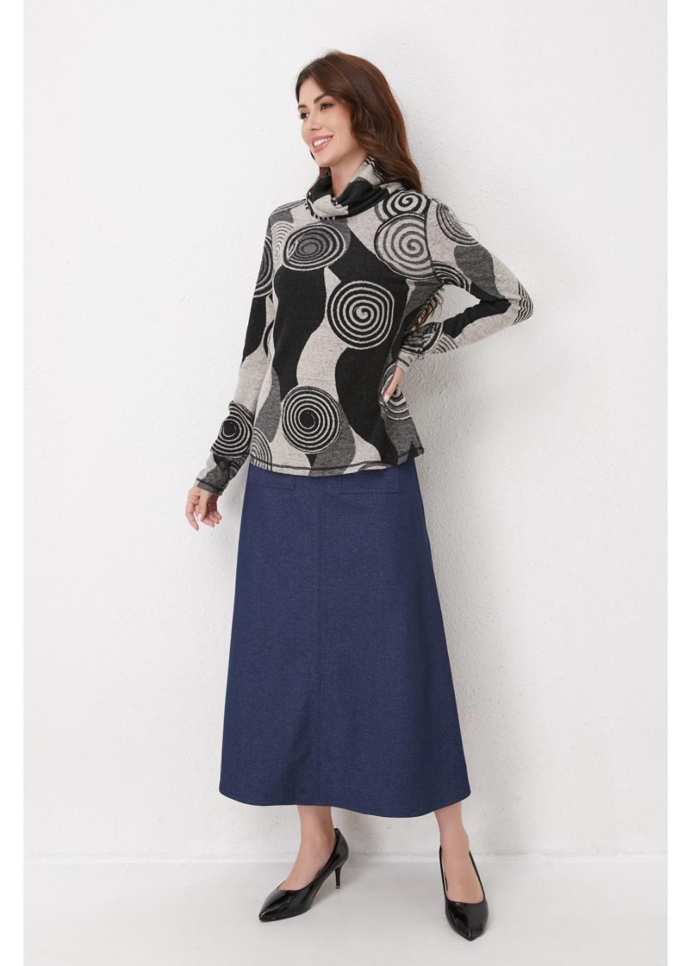 Gray Spiral Knit Top