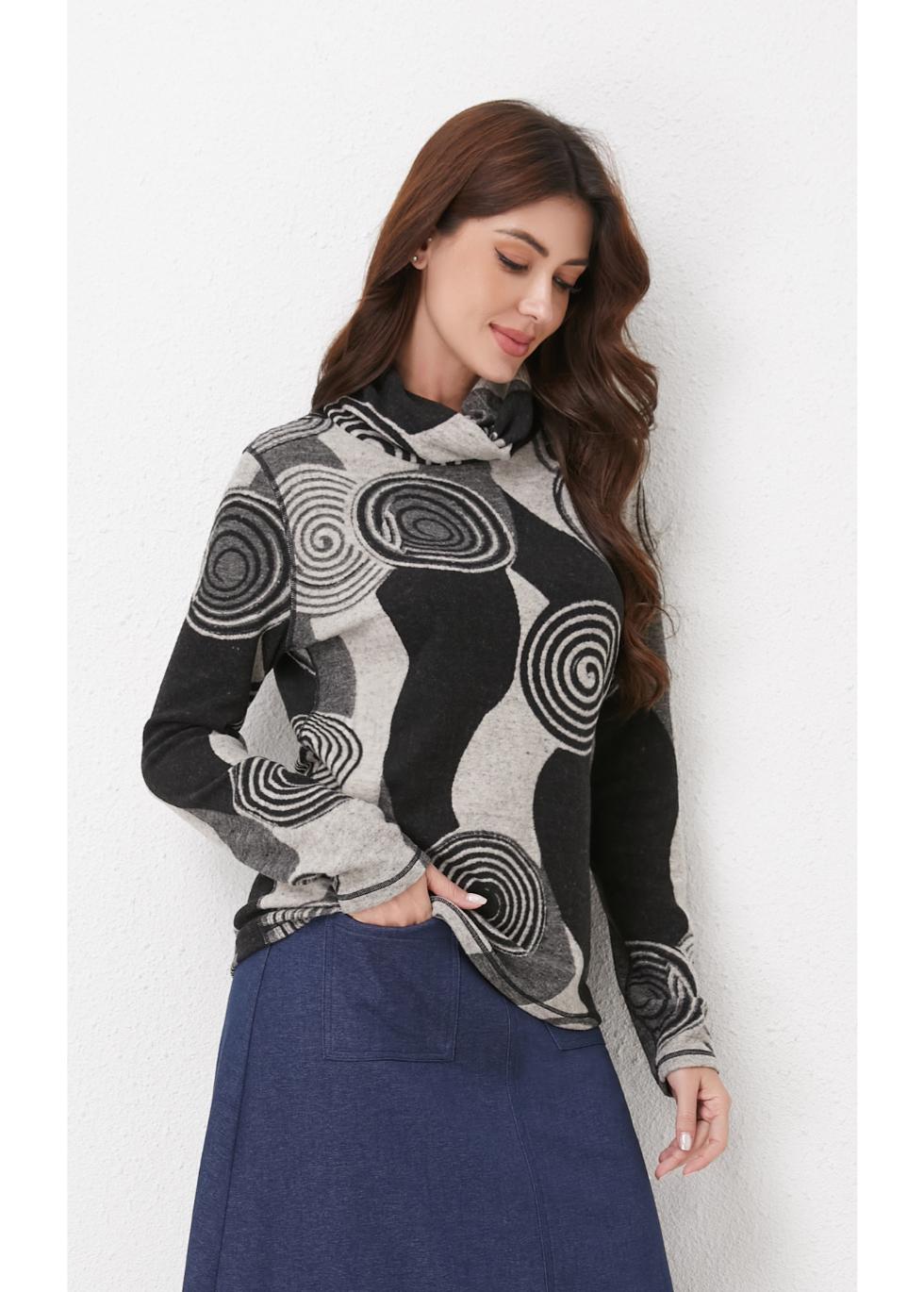 Gray Spiral Knit Top