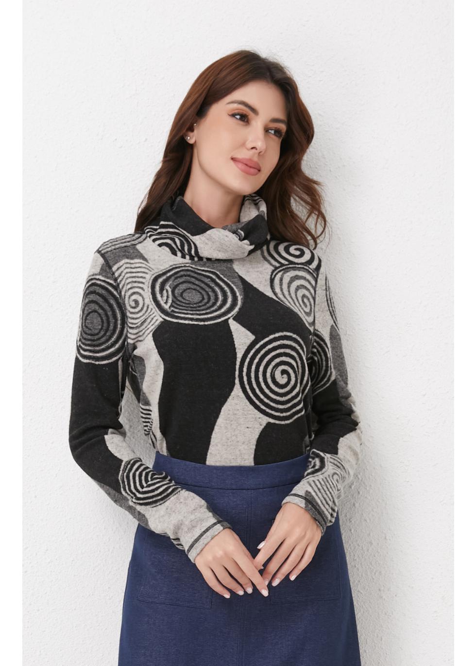 Gray Spiral Knit Top