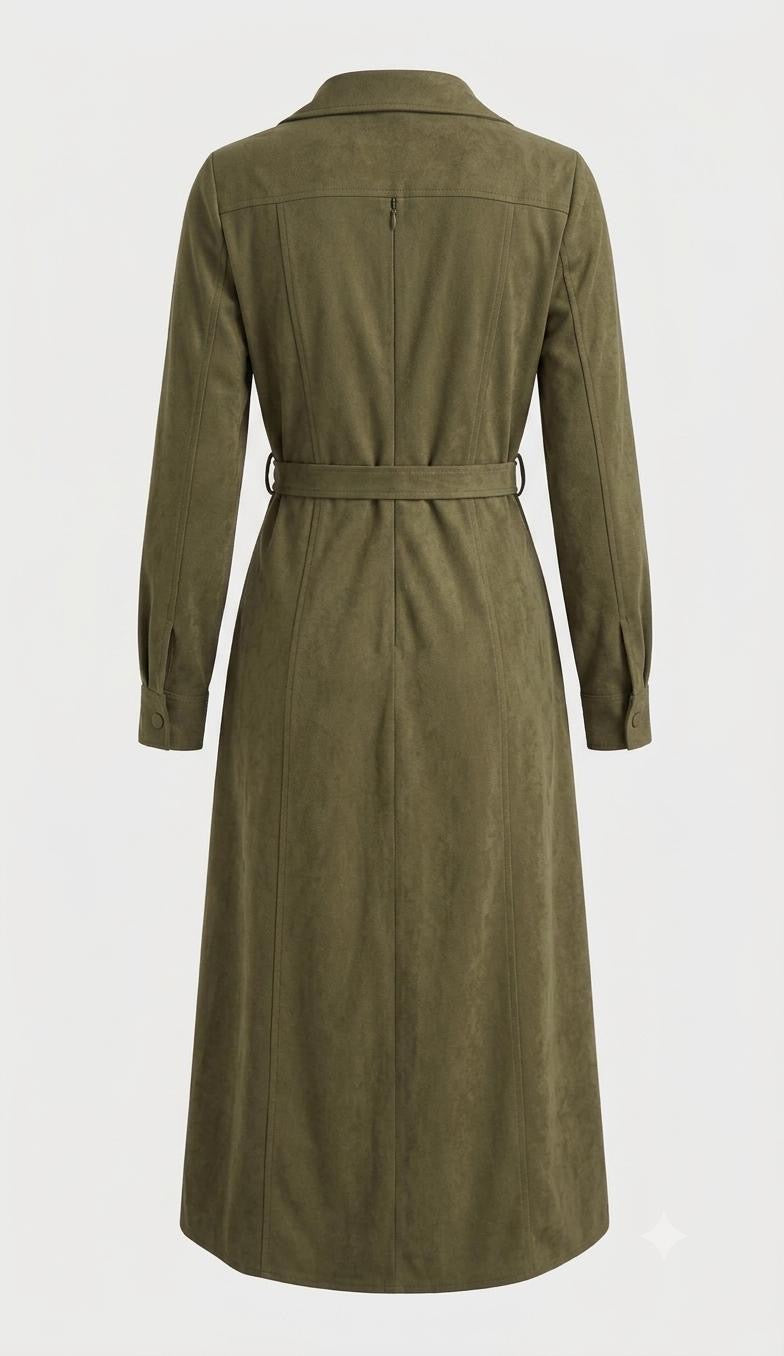 Olive Green Poly Corduroy Belted Shirt Dress – Miss Finch NYC
