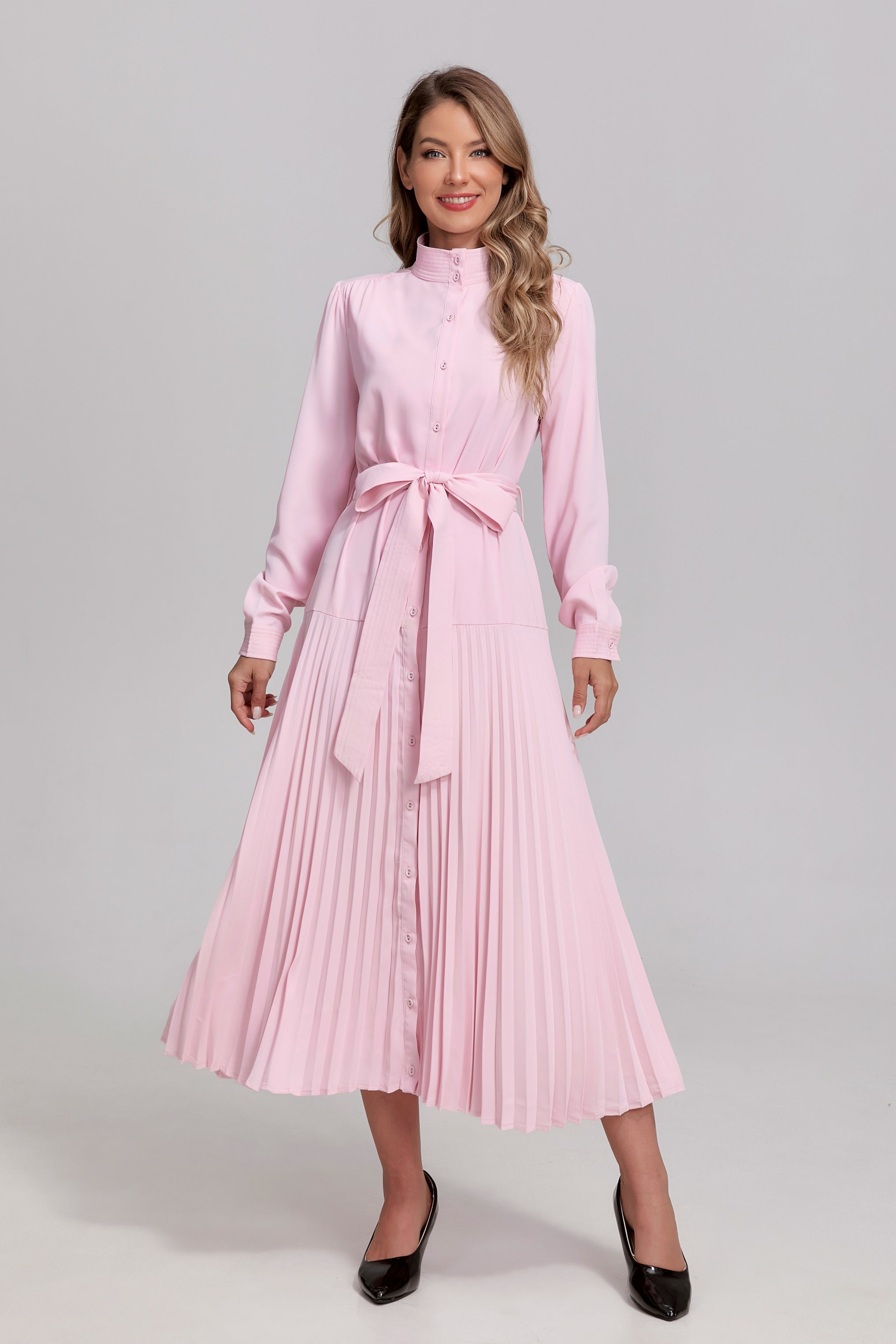 Blush Pleated Grace Midi Dress - MissFinchNYC