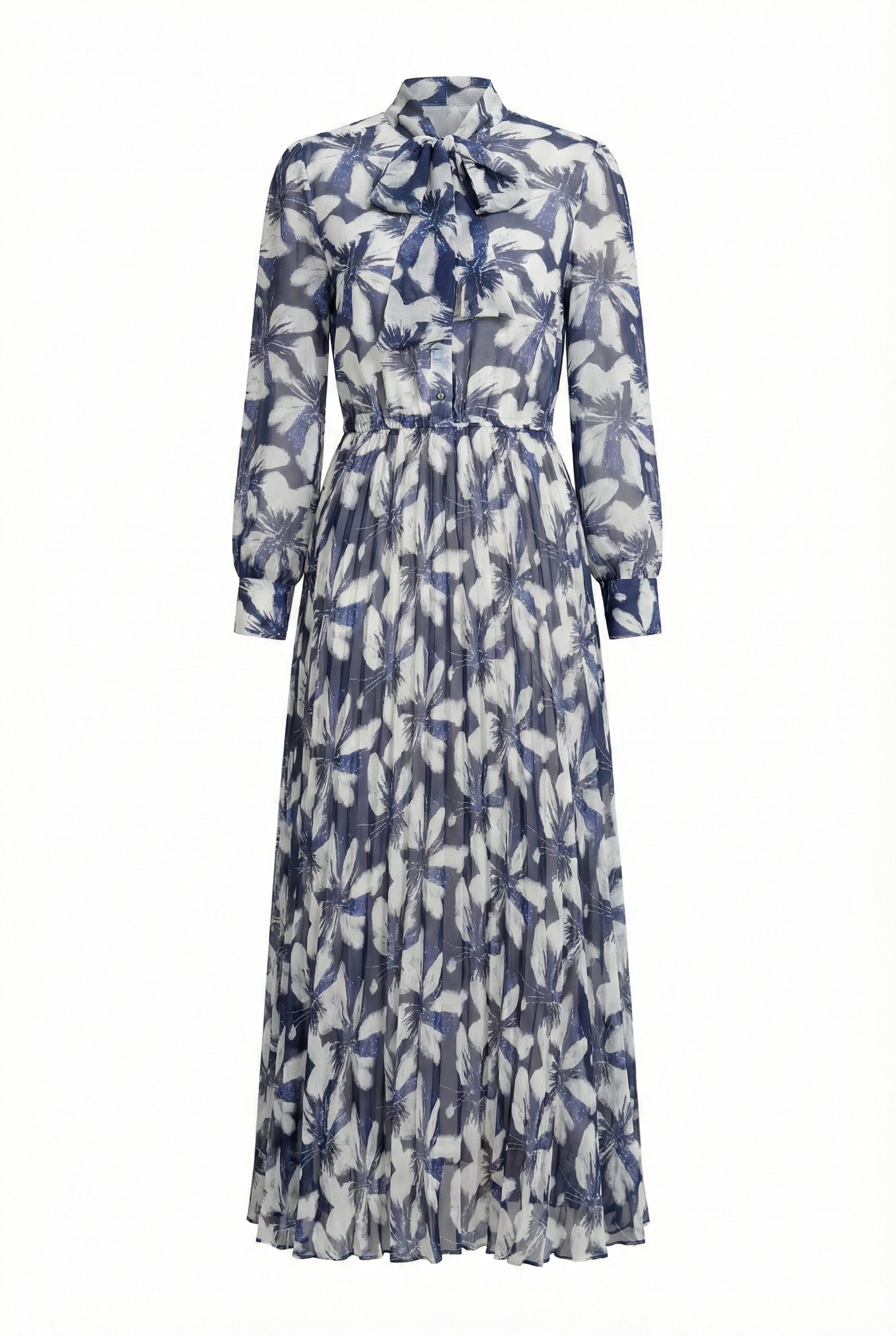 Midnight Feather Tie-Neck Midi Dress - MissFinchNYC