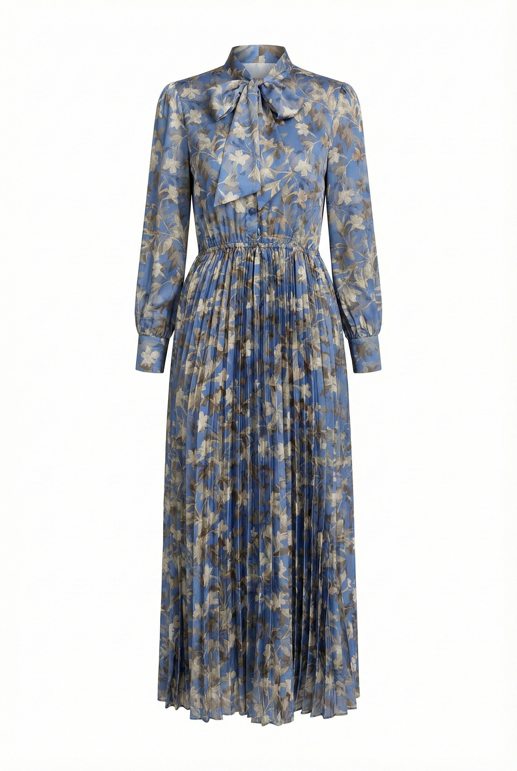 Sapphire Vine Pleated Midi Dress