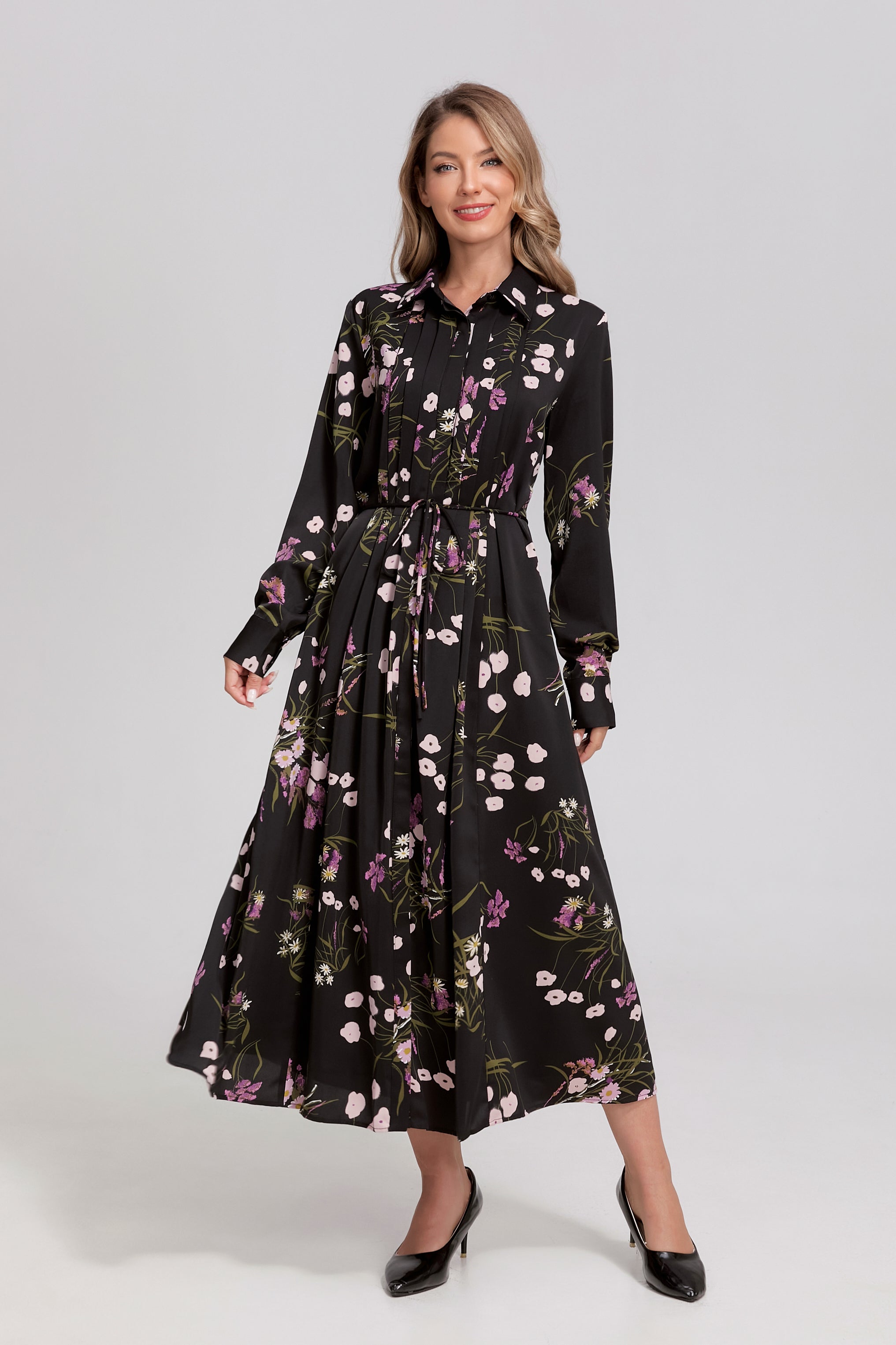 Midnight Wildflower Midi Dress
