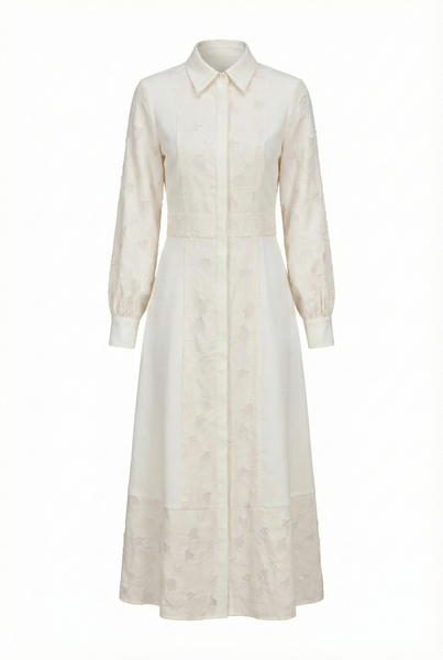 Ivory Lace Inset Midi Dress