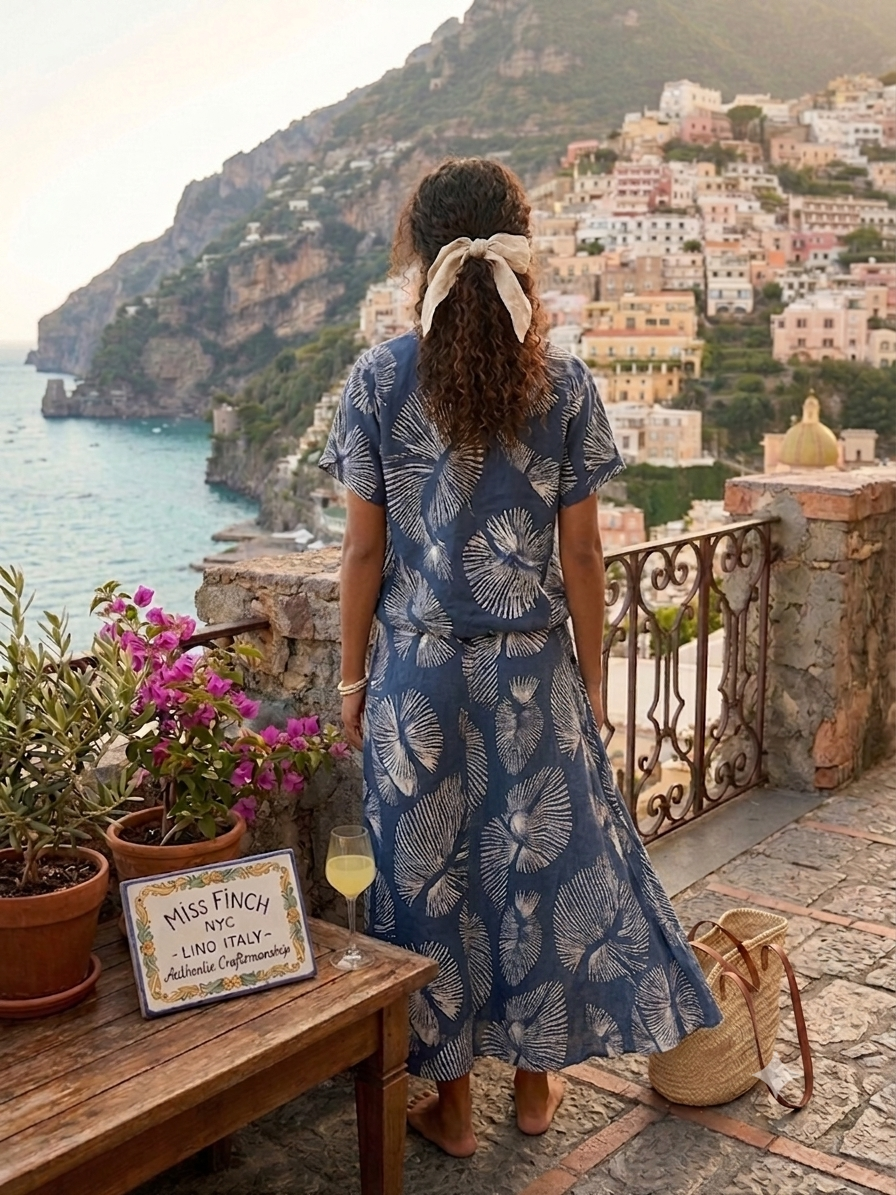 Italian Lino 2-Piece Palm Print Skirt Set