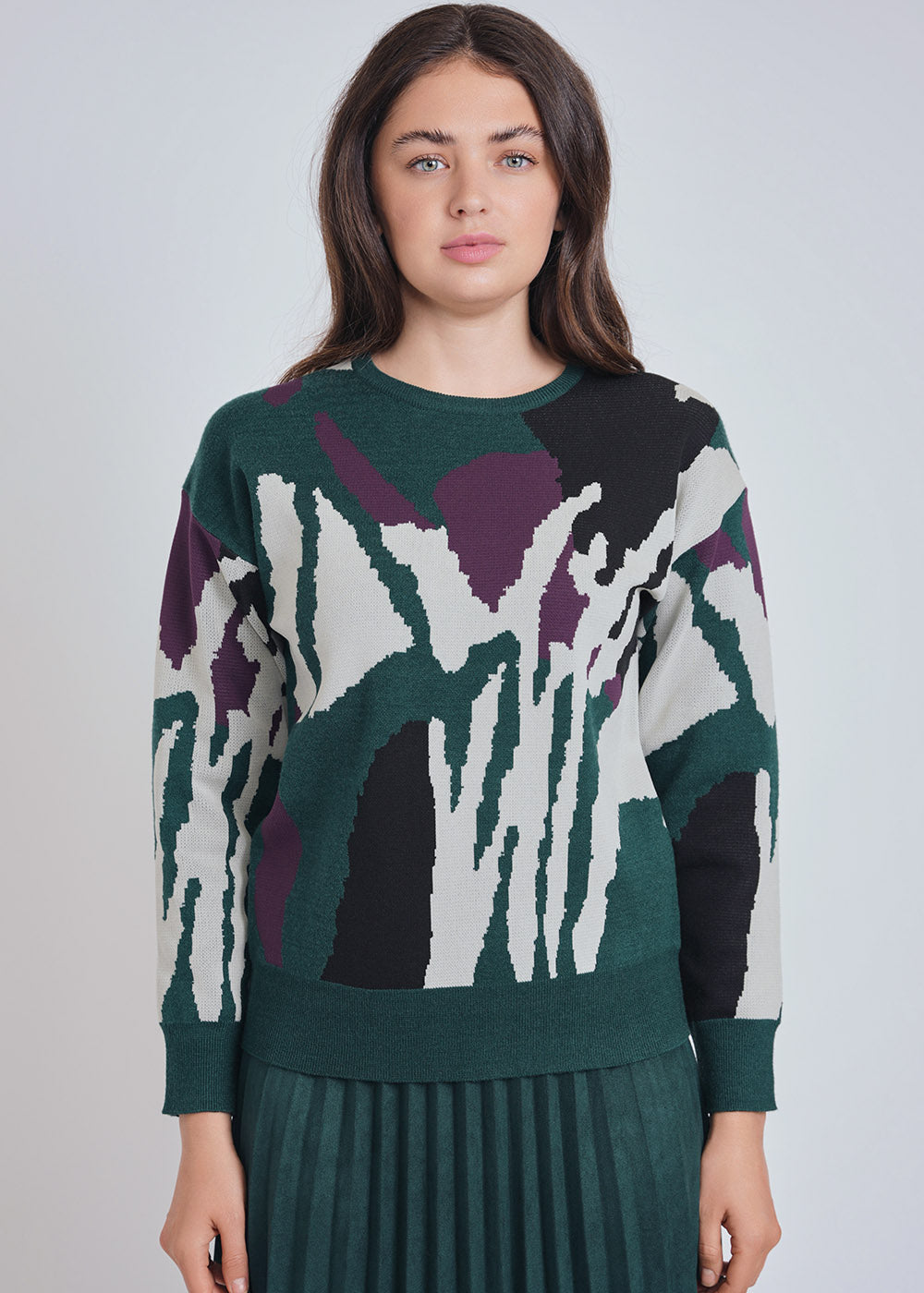 Abstract Green Knit Sweater
