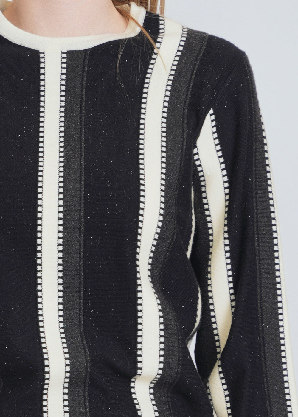 Black Contrast Knit Top