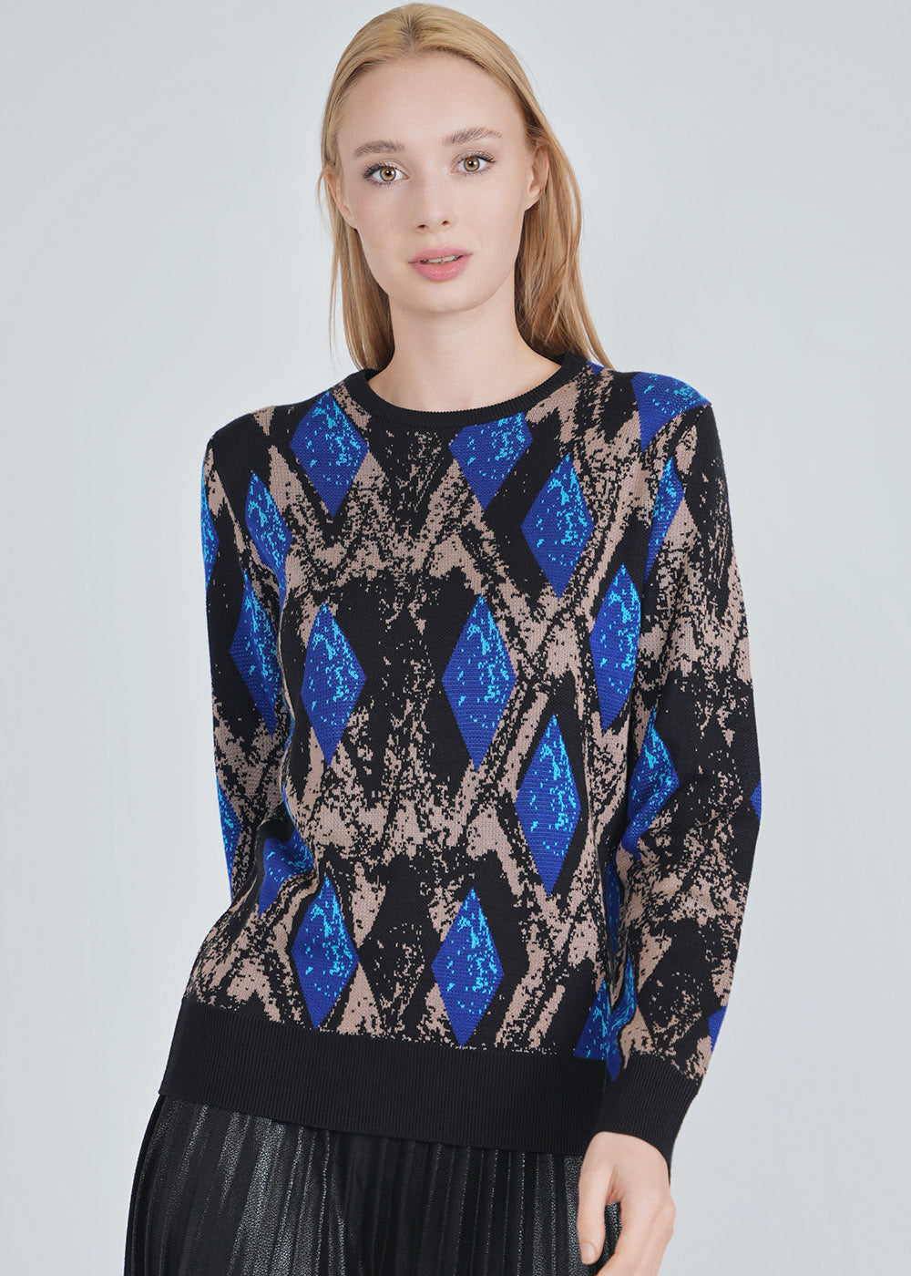 Blue Diamond Knit Sweater