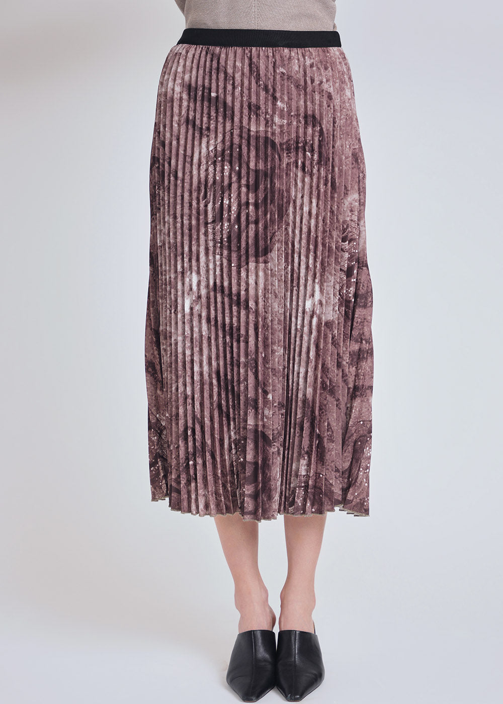 Brown Ambiance Pleated Midi Skirt